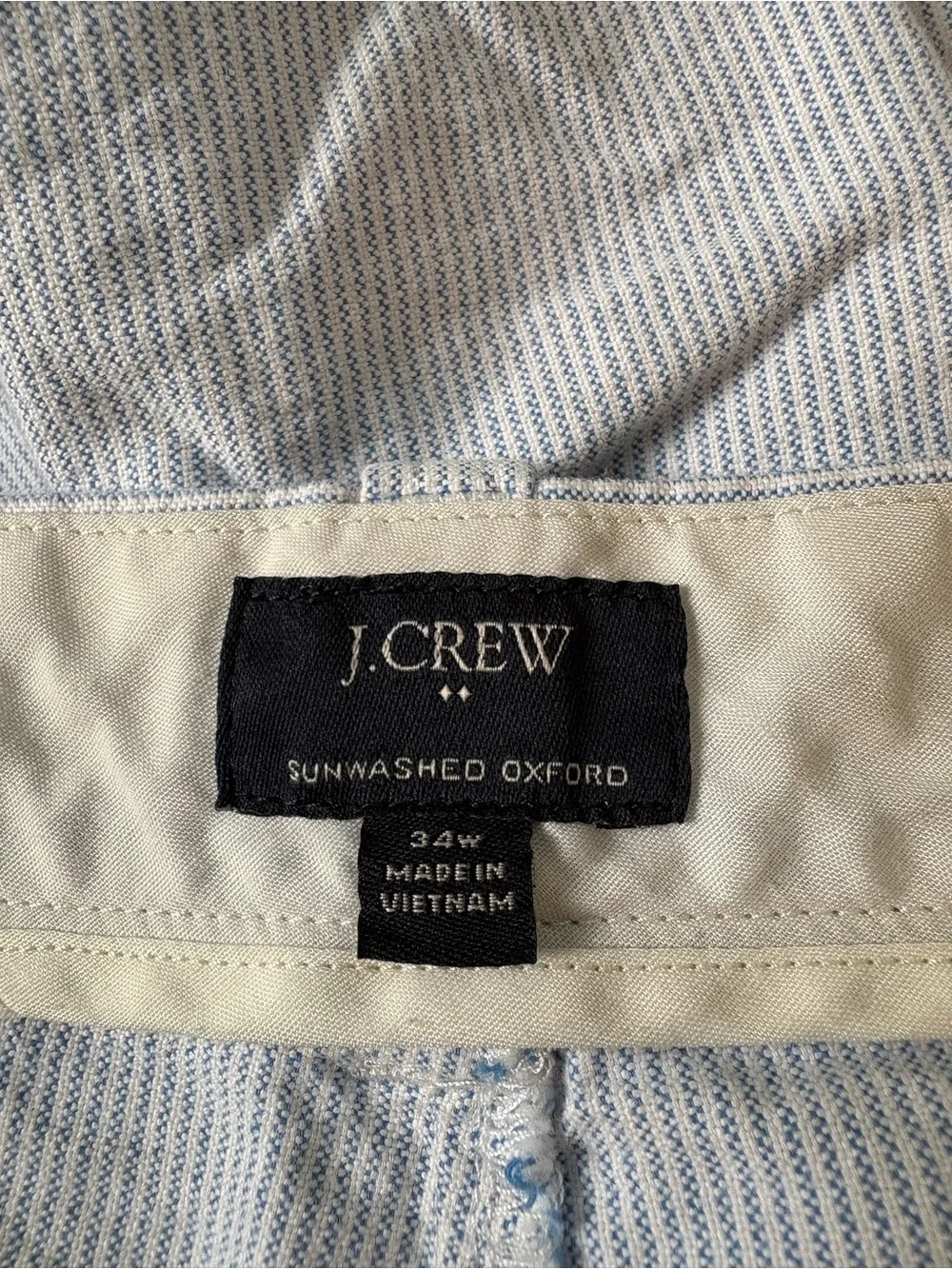 J. Crew Sunwashed Oxford Blue and White Striped Shorts.  Size 34